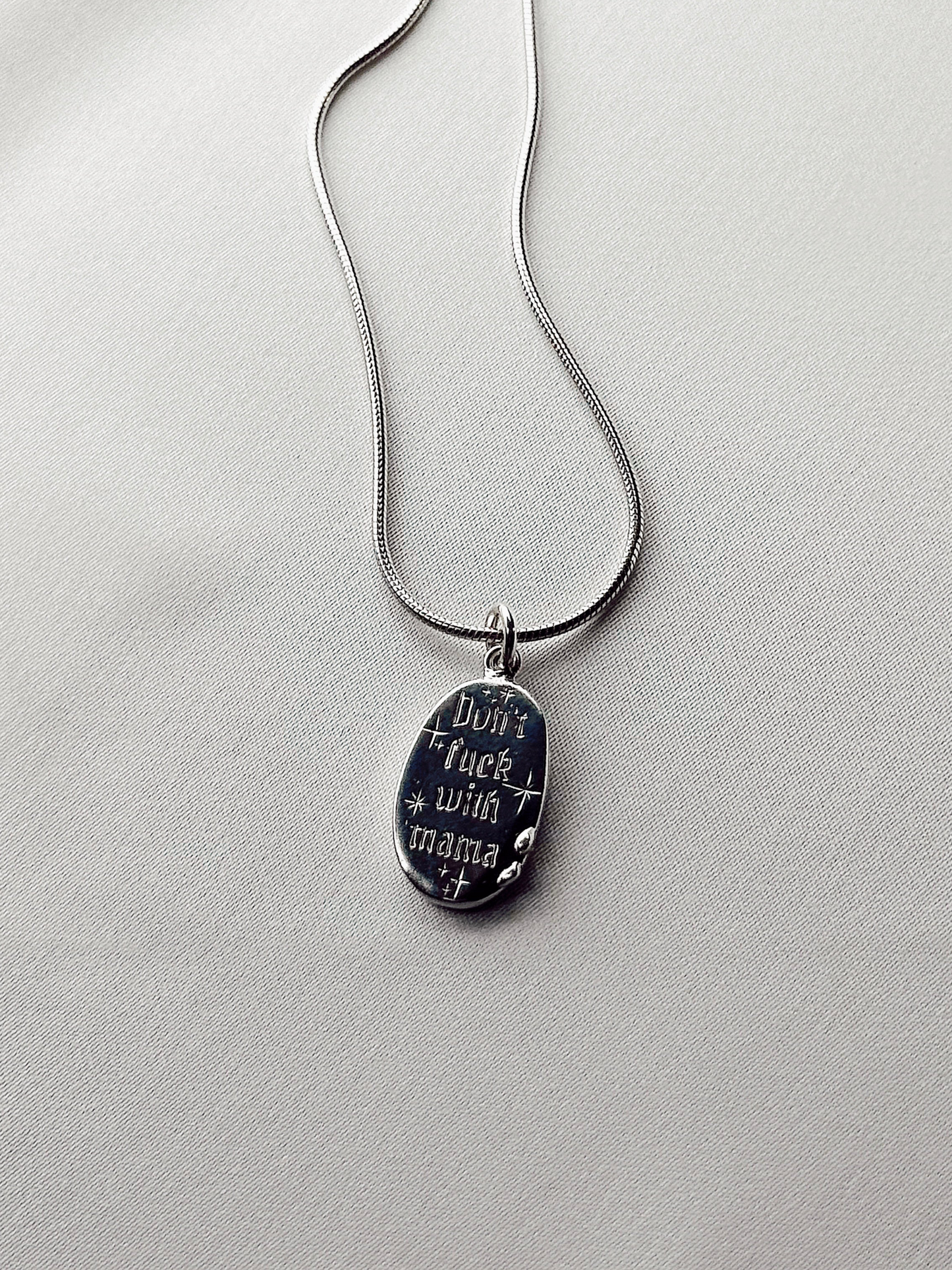 'Don't f#ck with mama' Silver Necklace