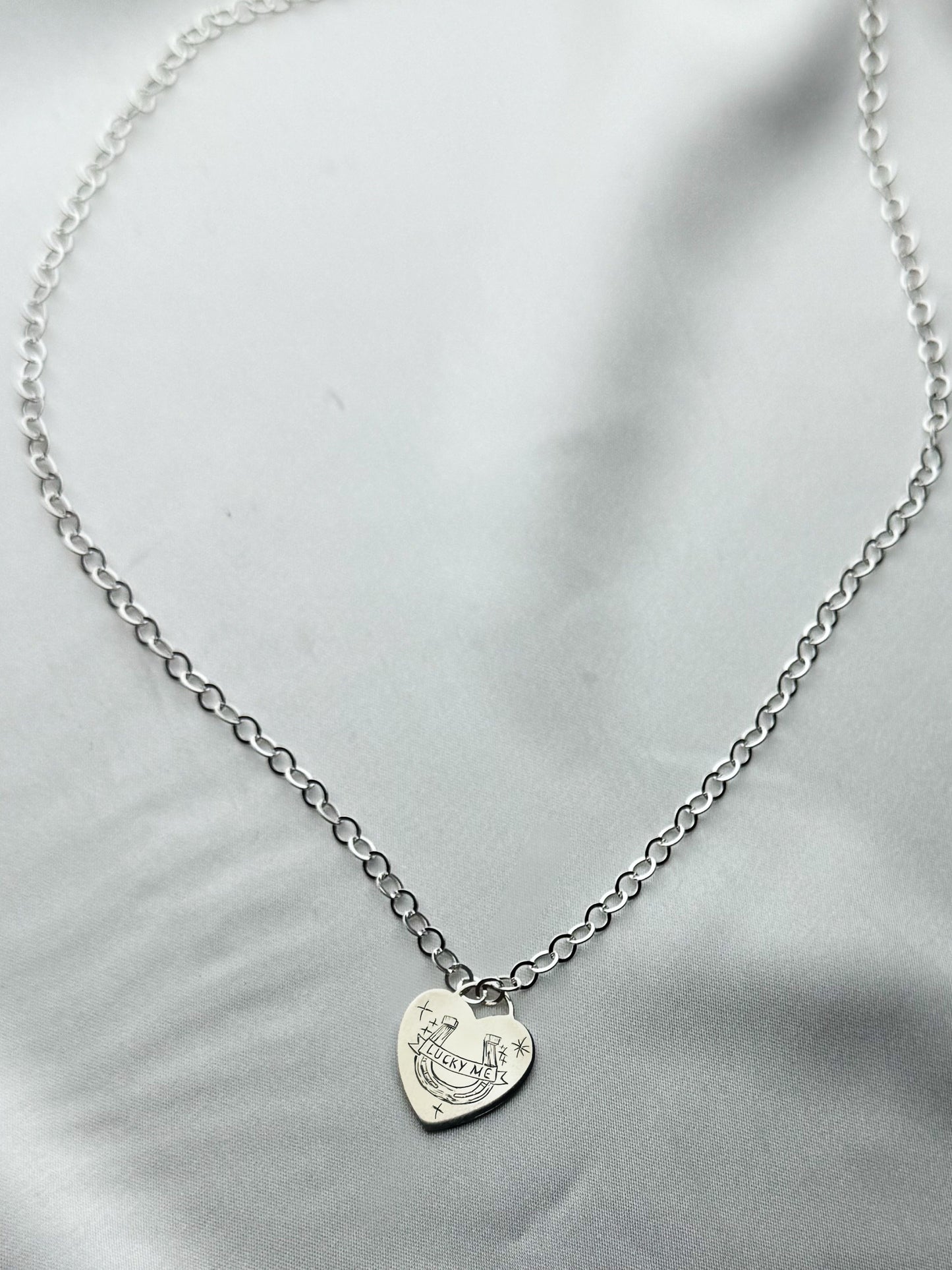 'Lucky Me' Silver Heart Necklace