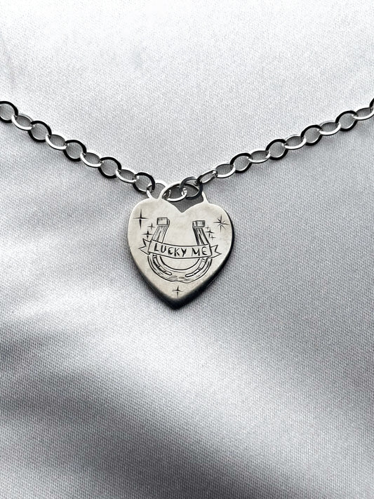 'Lucky Me' Silver Heart Necklace