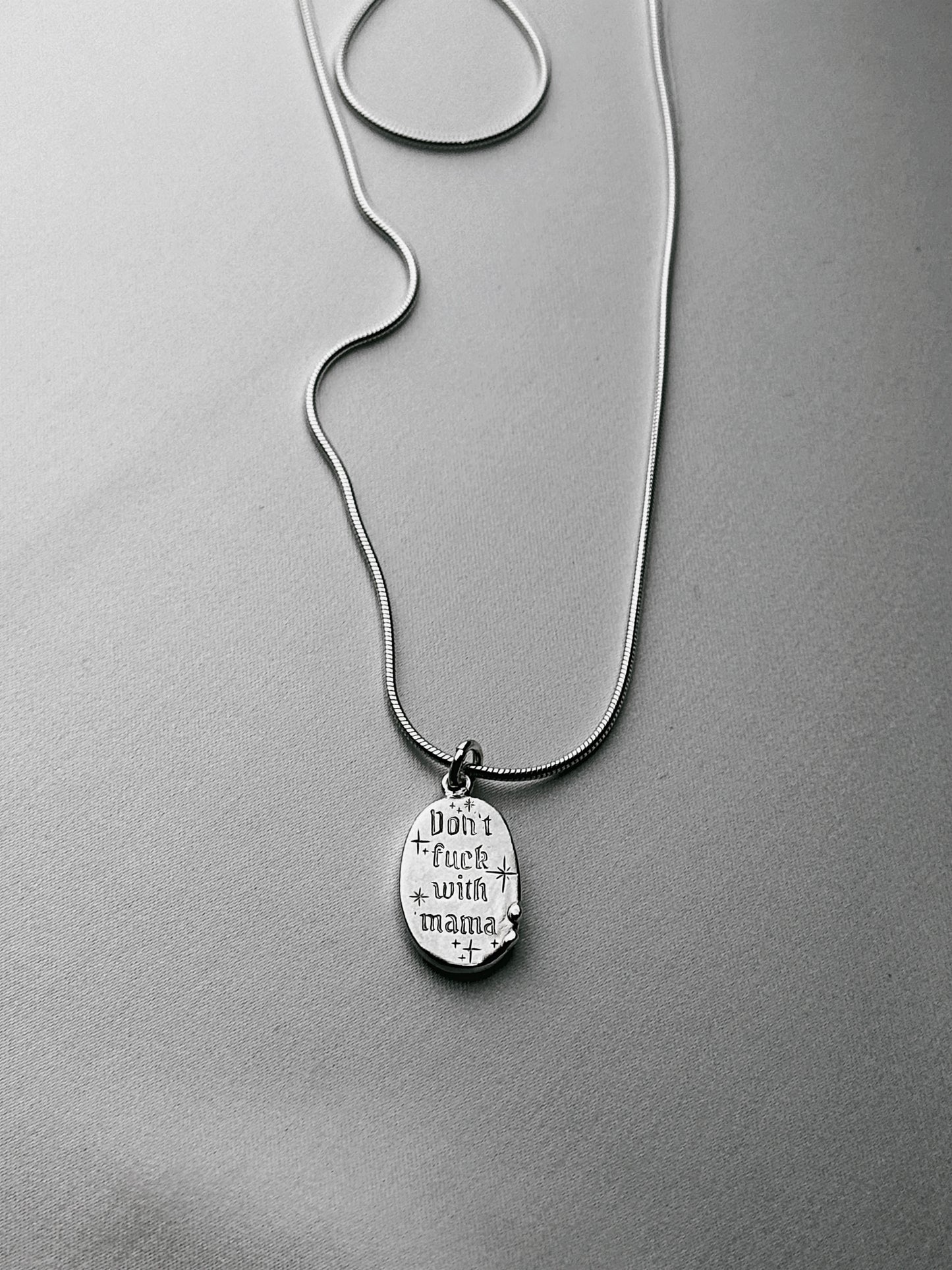 'Don't f#ck with mama' Silver Necklace