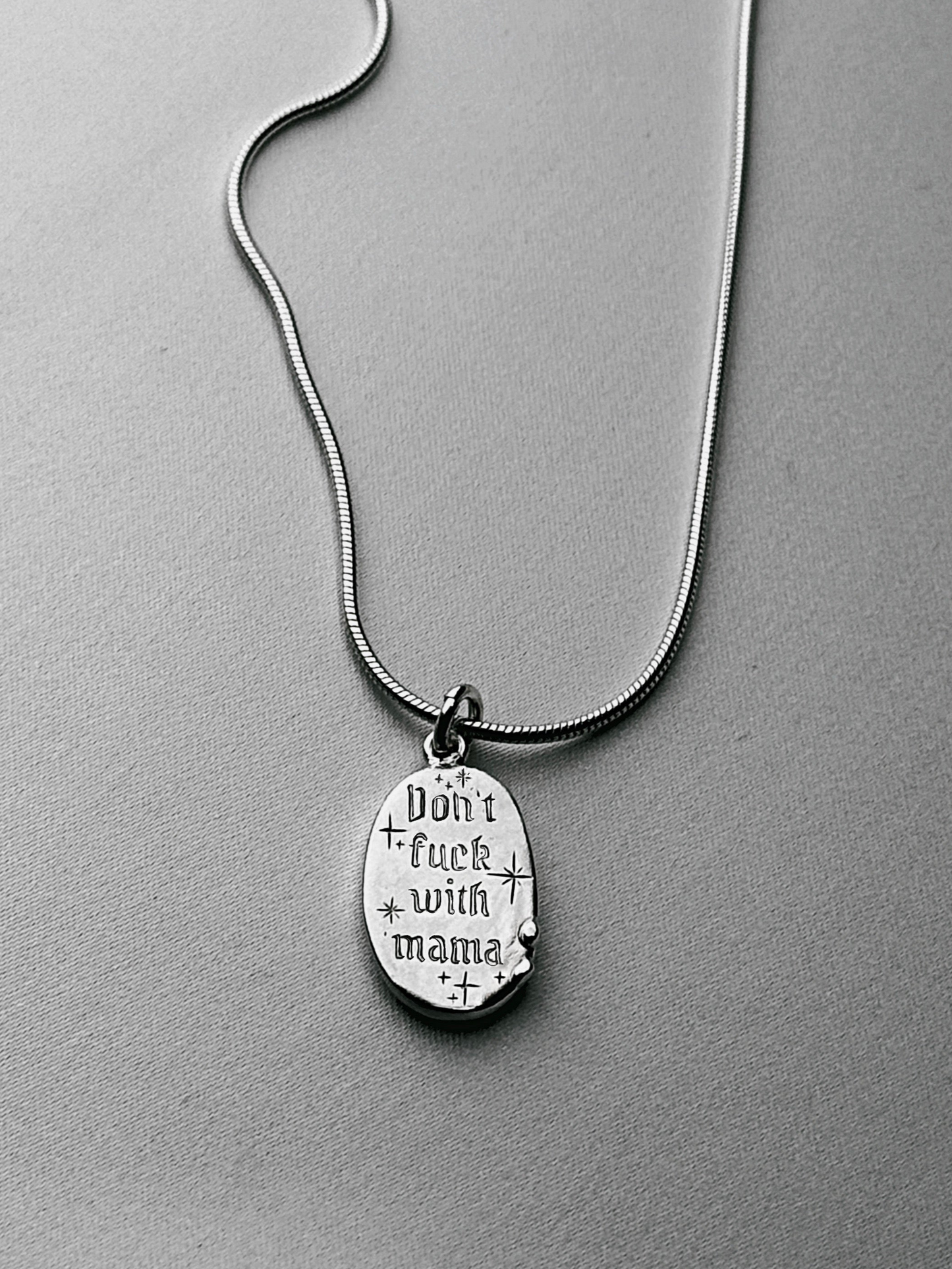 'Don't f#ck with mama' Silver Necklace