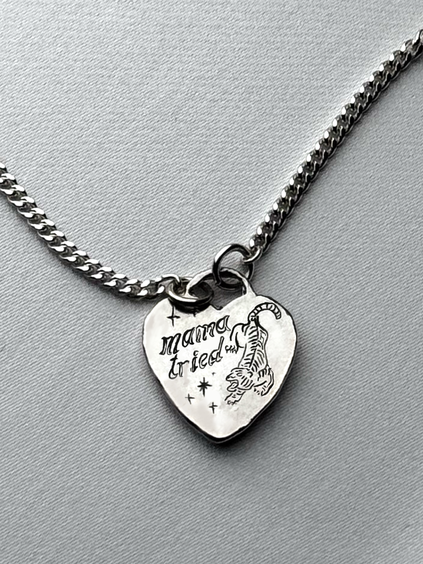 'mama tried' Silver Tiger Necklace