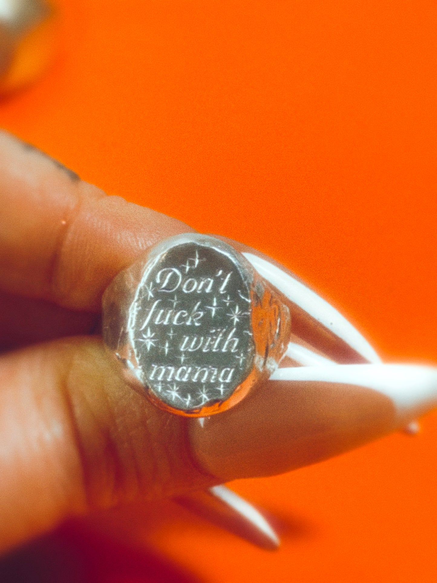 'Don't F*ck With Mama' Silver Signet Ring