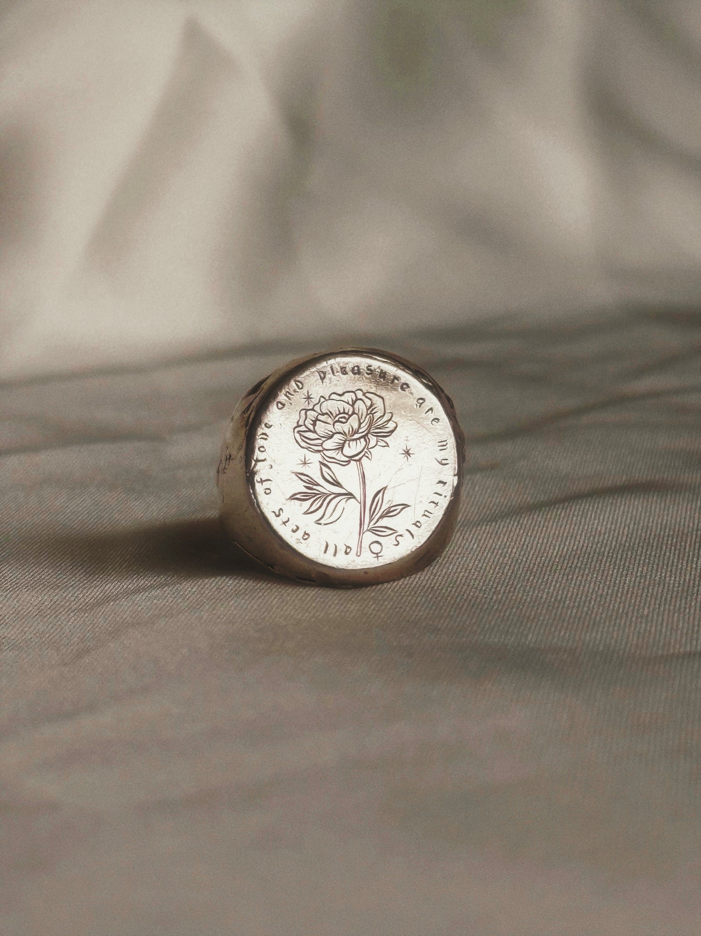 'Love and Pleasure' Silver Signet Ring