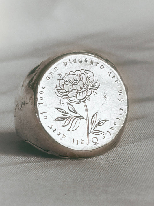 'Love and Pleasure' Silver Signet Ring