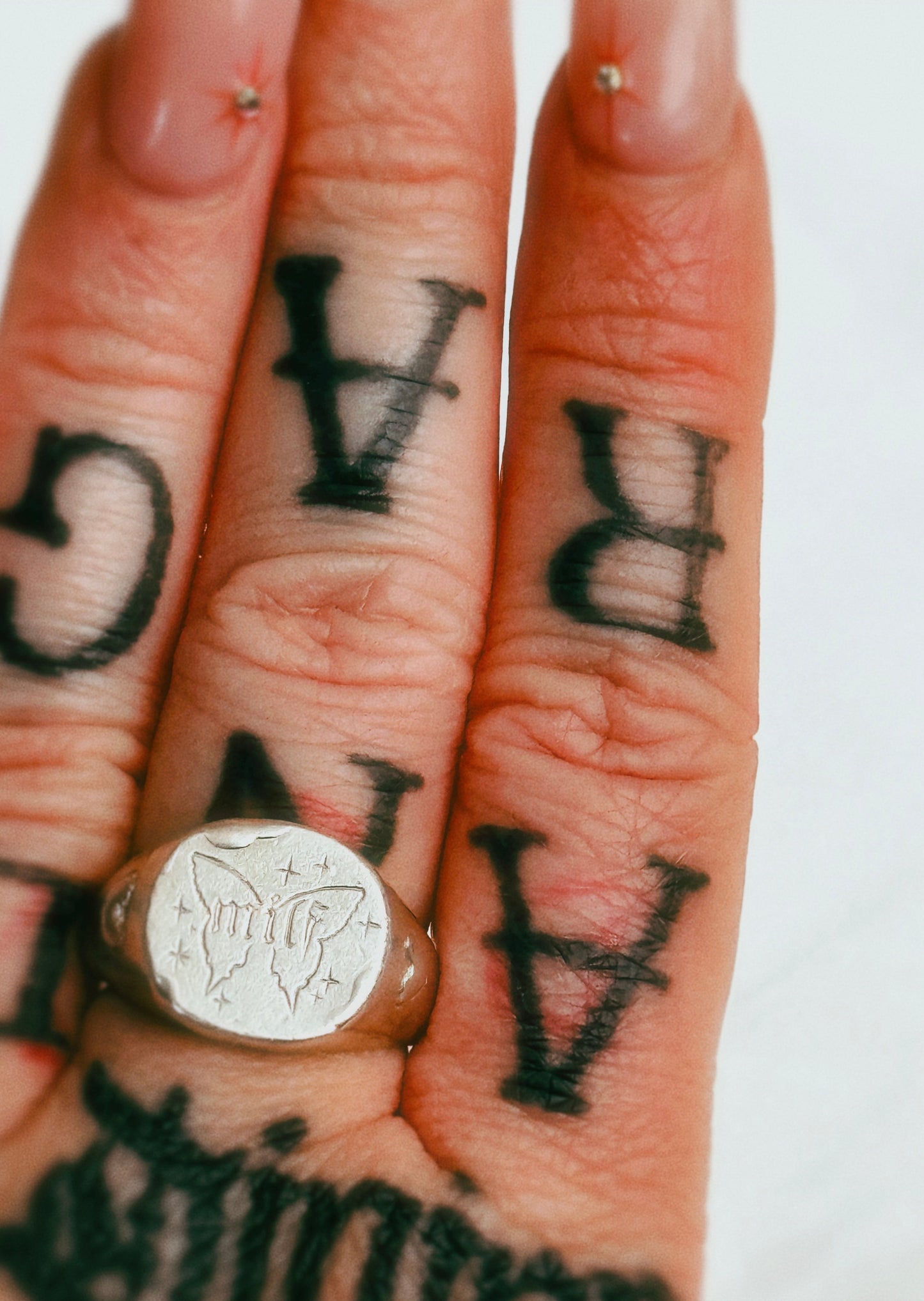 'milf' Butterfly Silver Signet Ring