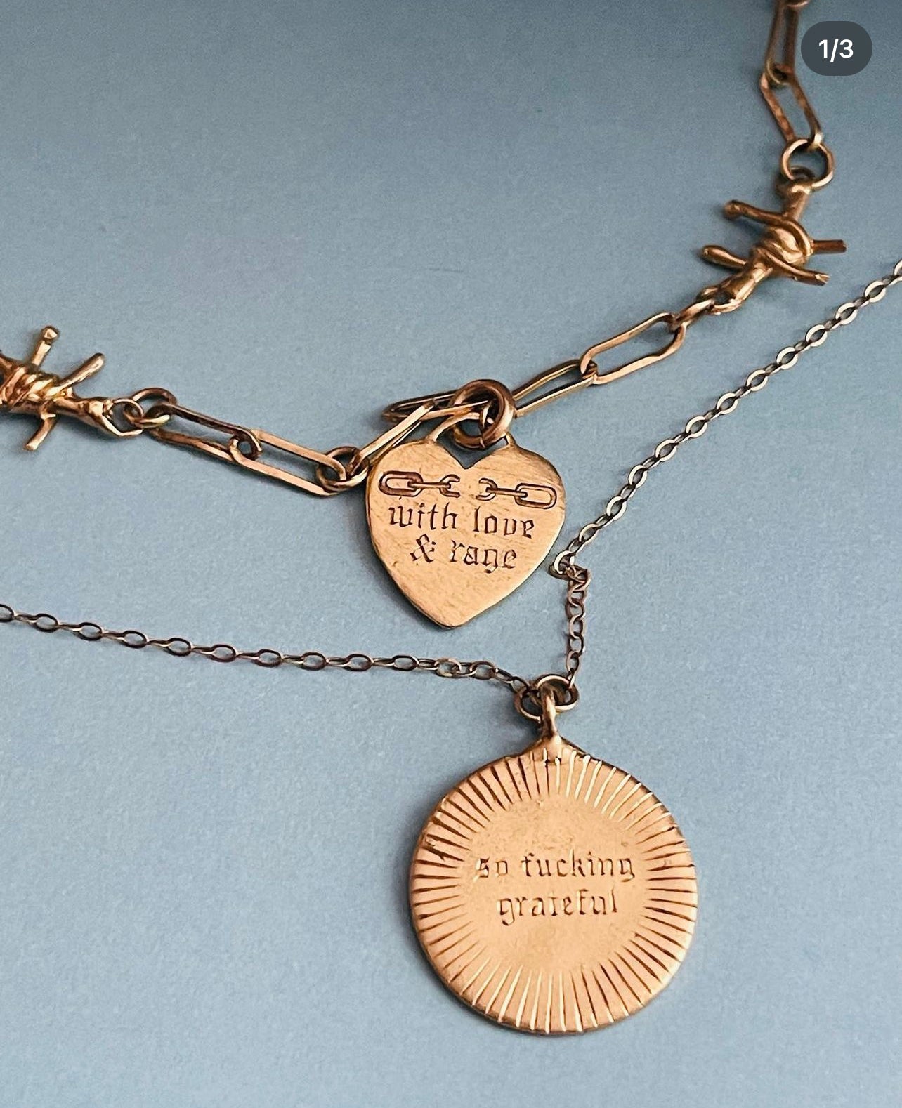 'So f#cking grateful' Double-Sided Necklace