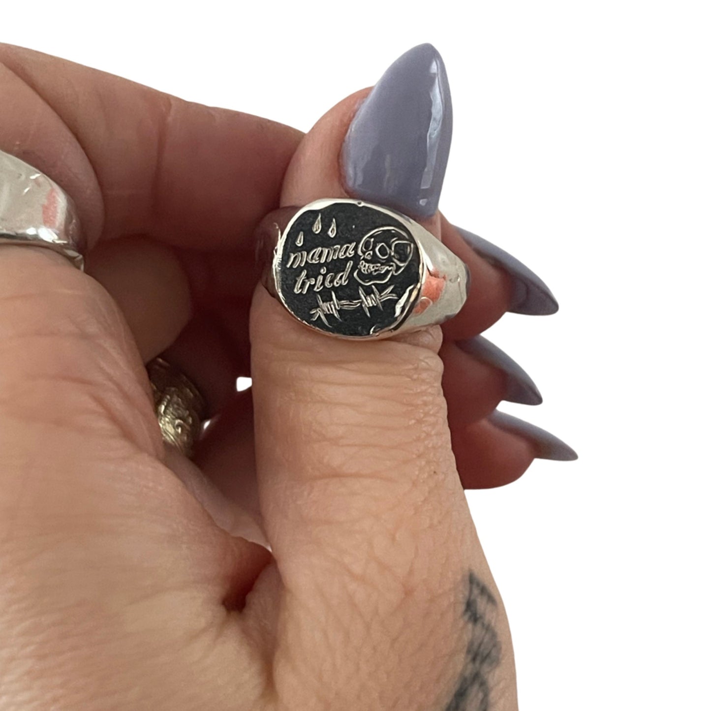 'mama tried' Silver Signet Ring